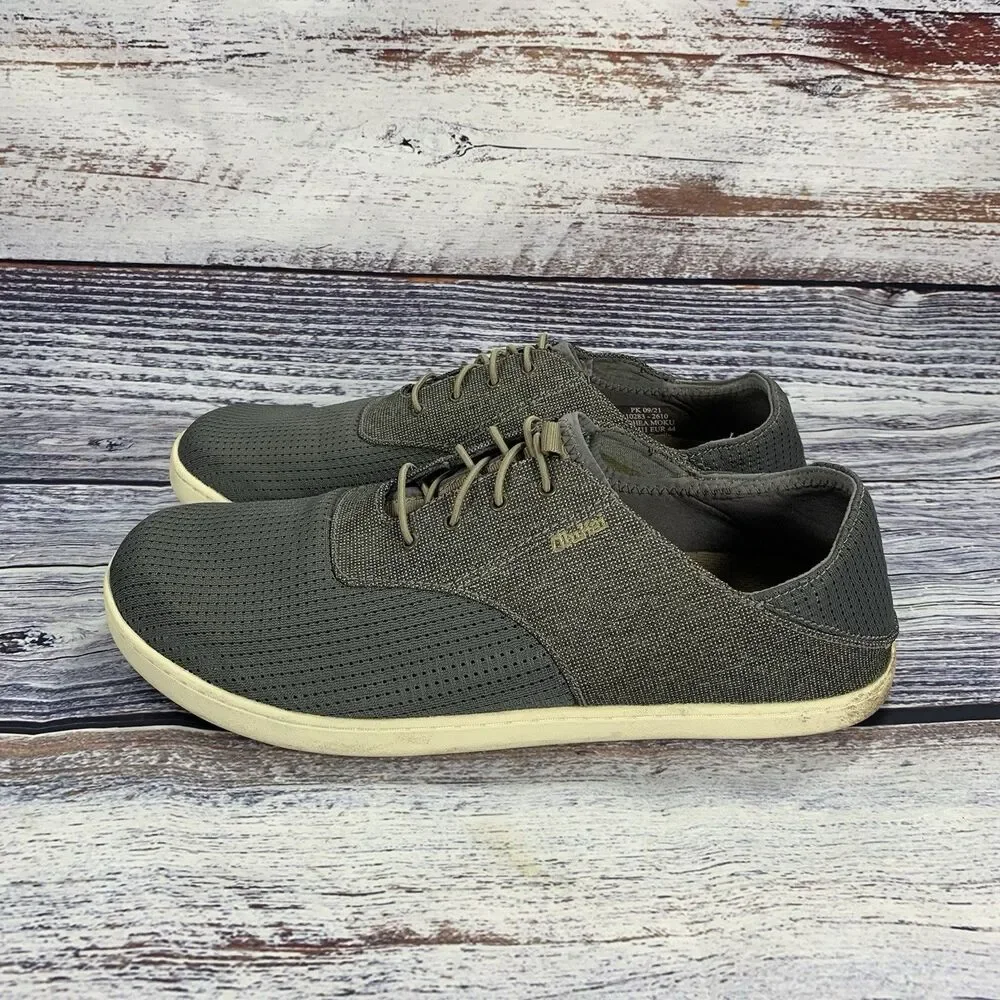 Olukai Nohea Moku Gray Barefoot Slip On Sneakers Shoes, Men's Size 11